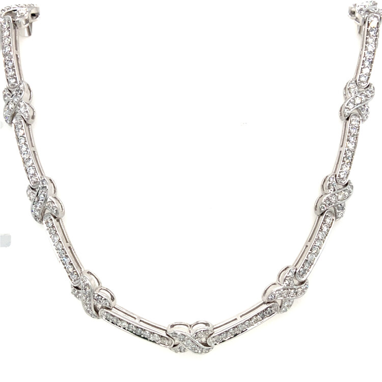 60217 14K WHITE GOLD 6CT DIAMOND 'X AND BAR' FANCY NECKLACE