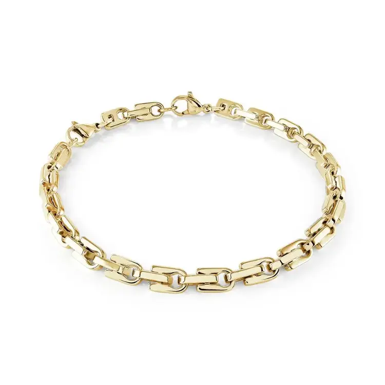 ITALGEM STAINLESS STEEL GOLD-IP-S.STEEL POLISHED 5MM-ZIPPER-LINK 7.5+1"-BRACELET