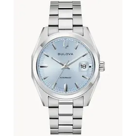Bulova 04242960521 BULOVA STAINLESS STEEL SURVEYOR LIGHT BLUE SUNBURST DIAL SAPPHIRE CRYSTAL  AUTOMATIC MEN'S WATCH