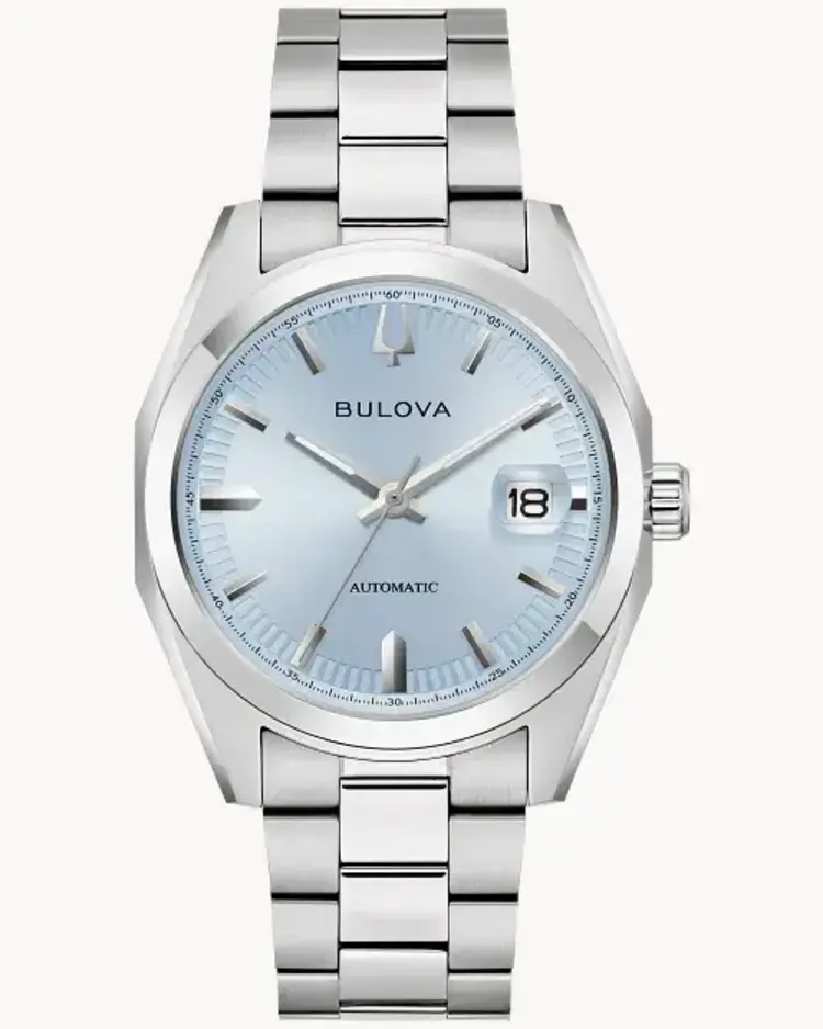 Bulova 04242960521 BULOVA STAINLESS STEEL SURVEYOR LIGHT BLUE SUNBURST DIAL SAPPHIRE CRYSTAL  AUTOMATIC MEN'S WATCH