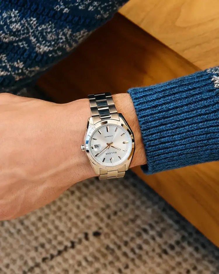 Bulova 04242960521 BULOVA STAINLESS STEEL SURVEYOR LIGHT BLUE SUNBURST DIAL SAPPHIRE CRYSTAL  AUTOMATIC MEN'S WATCH