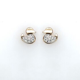31637 14K YELLOW GOLD CUBIC ZIRCONIA DUCK STUDS