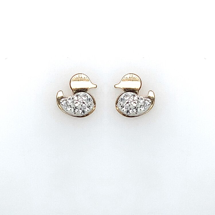 31637 14K YELLOW GOLD CUBIC ZIRCONIA DUCK STUDS