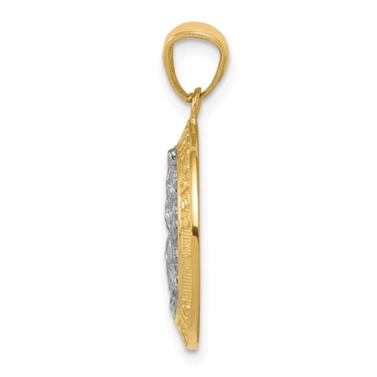 77825 14K TWO TONE CUT OUT SAINT CHRISTOPHER MEDAL