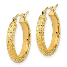 31645 14K YELLOW GOLD 1.25" DIAMOND CUT 3.8MM TUBED HOOPS