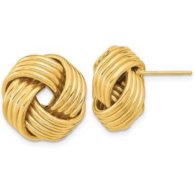 31649 14K YELLOW GOLD 4-ROW LOVE KNOT STUDS