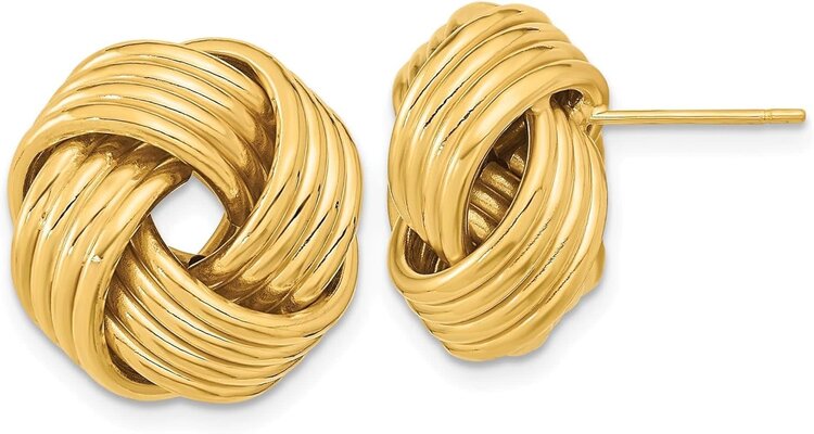 31649 14K YELLOW GOLD 4-ROW LOVE KNOT STUDS