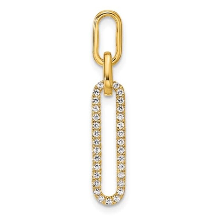 70641 14K YELLOW GOLD .17CT DIAMOND PAPER CLIP LINK PENDANT SET