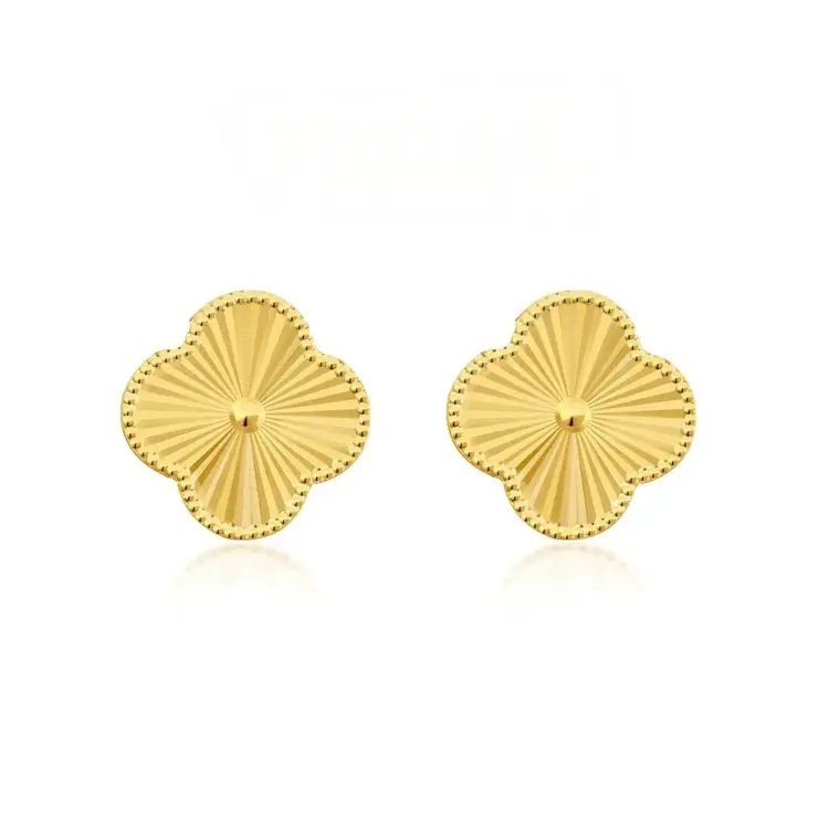 31655 14K YELLOW GOLD 11MM CLOVER STARBURST STUDS
