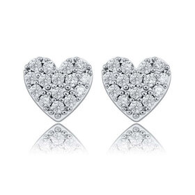 31656 14K WHITE GOLD PAVE SET .24CT DIAMOND HEART SHAPE STUDS