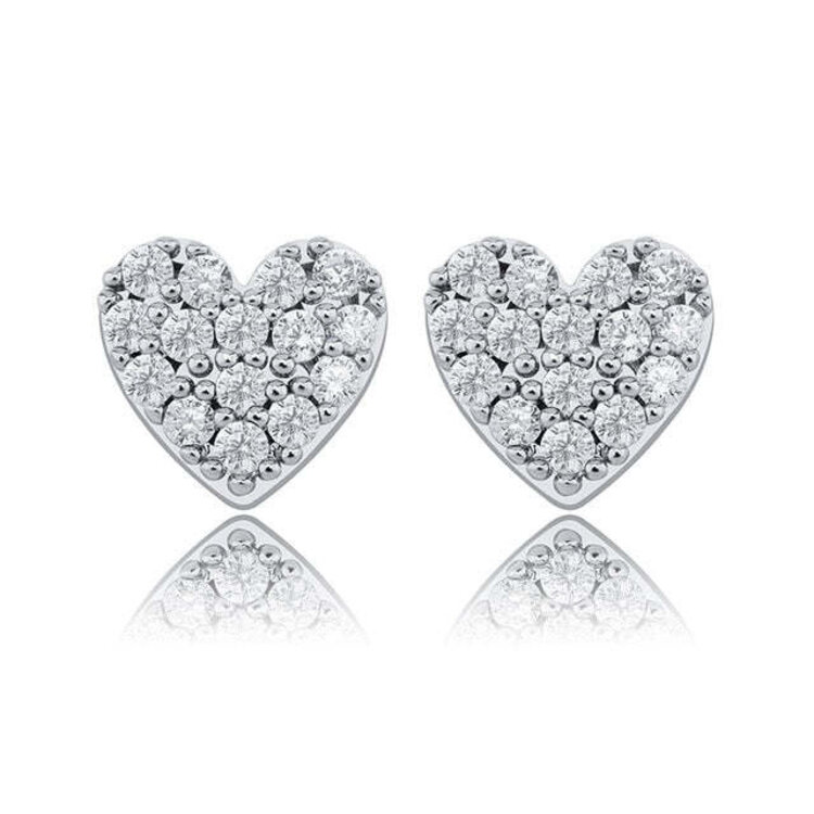 31656 14K WHITE GOLD PAVE SET .24CT DIAMOND HEART SHAPE STUDS