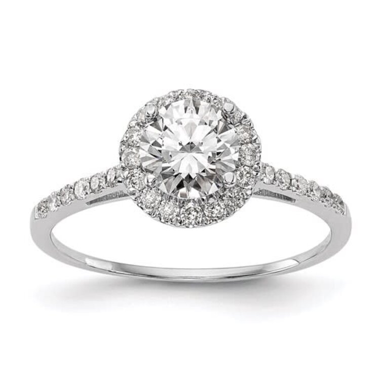 475464 14K WHITE GOLD 1.69CT J SI1 ROUND CENTER .31TCW HALO ENGAGEMENT RING