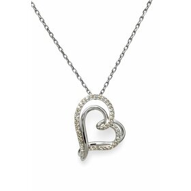 70640 14K WHITE GOLD .10CT LAB GROWN DIAMOND HEART PENDANT