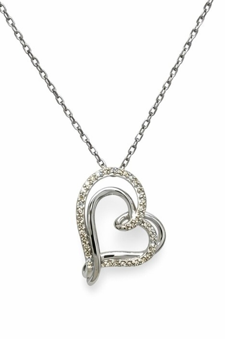 70640 14K WHITE GOLD .10CT LAB GROWN DIAMOND HEART PENDANT