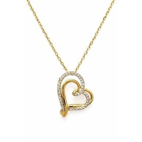 70639 14K YELLOW GOLD .10CT LAB GROWN DIAMOND HEART PENDANT