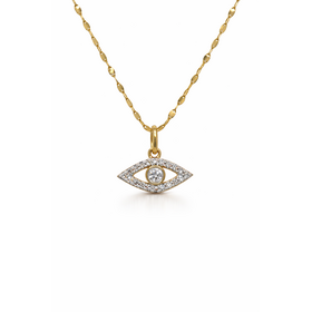 70638 10K YELLOW GOLD .13CT LAB GROWN DIAMOND EVIL EYE PENDANT