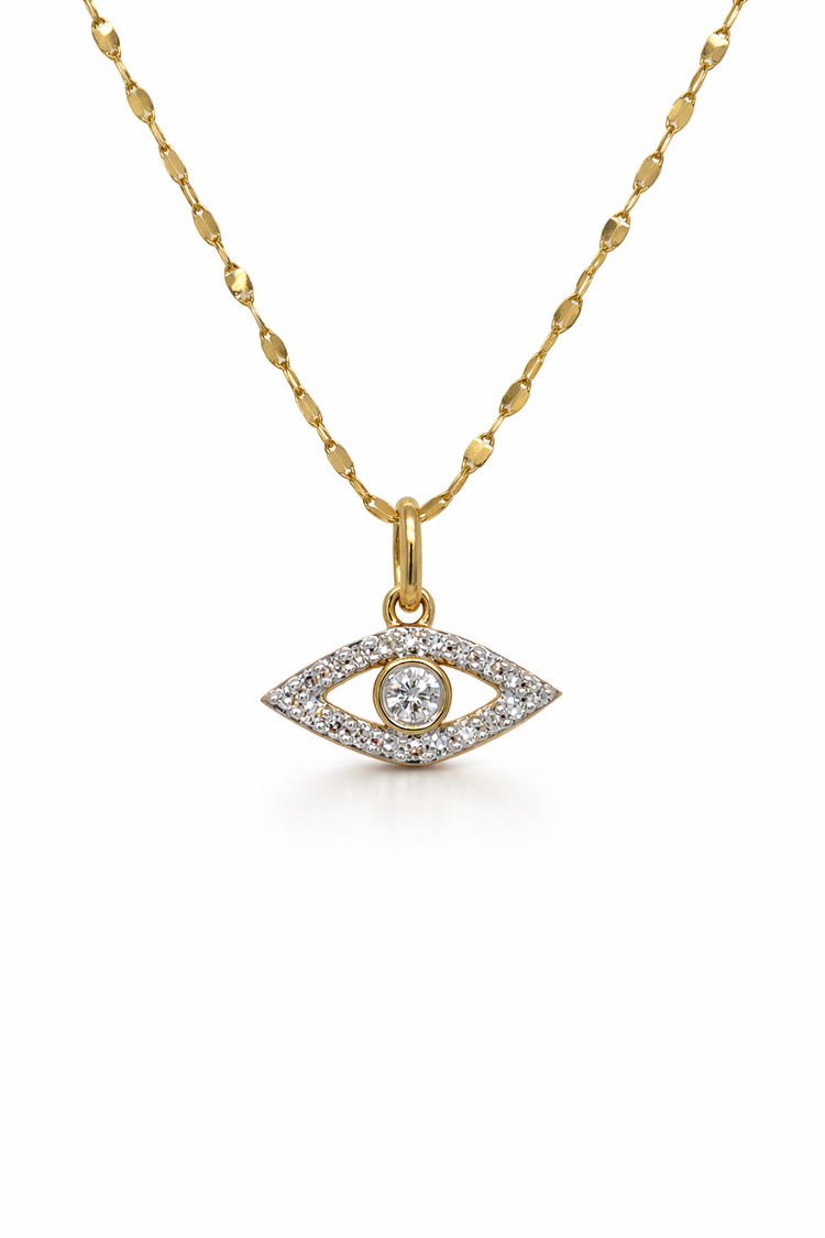 70638 10K YELLOW GOLD .13CT LAB GROWN DIAMOND EVIL EYE PENDANT