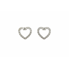 31657 14K WHITE GOLD .18CTW DIAMOND OPEN HEART SCREWBACKS STUDS