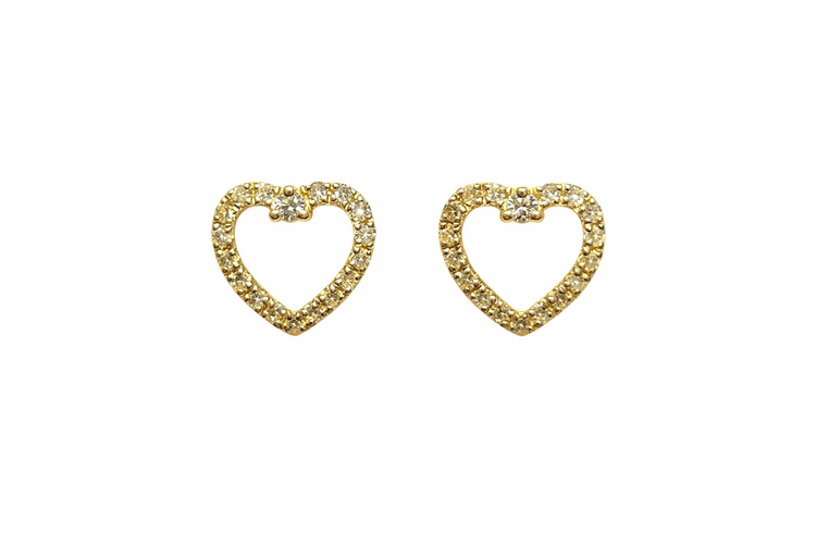 31658 14K YELLOW GOLD .18CTW DIAMOND OPEN HEART SCREWBACKS STUDS
