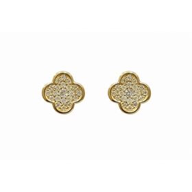31659 10K YELLOW GOLD .25CTW DIAMOND CLOVER SCREWBACKS STUDS