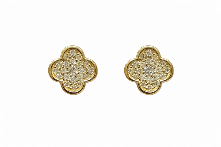 31659 10K YELLOW GOLD .25CTW DIAMOND CLOVER SCREWBACKS STUDS