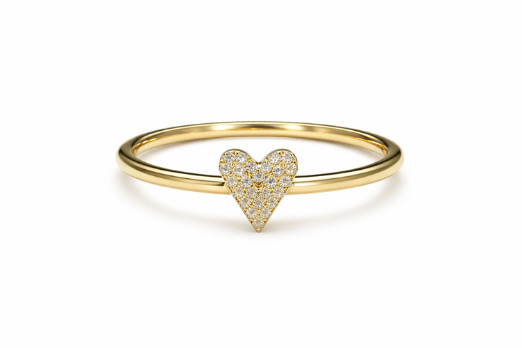 40497 10K YELLOW GOLD .10CTW  DIAMOND PETITE HEART LADIES RING
