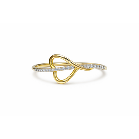 40499 10K YELLOW GOLD .06CTW DIAMOND SIDEWAY HEART LADIES RING