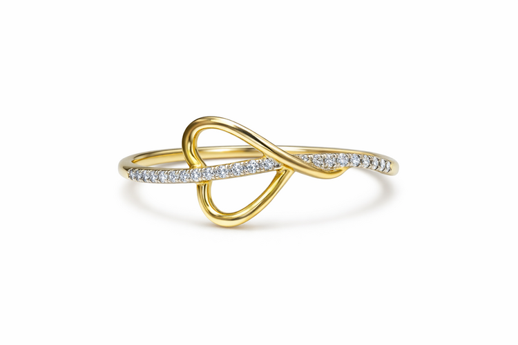 40499 10K YELLOW GOLD .06CTW DIAMOND SIDEWAY HEART LADIES RING