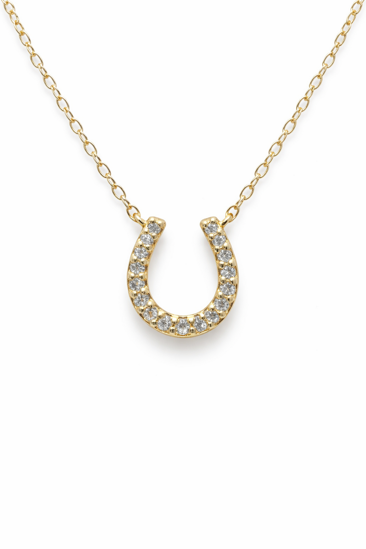 70649 14K YELLOW GOLD .10CTW DIAMOND HORSE SHOE NECKLACE