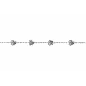 20500 14K WHITE GOLD .15CTW DIAMOND HEARTS CABLE LINK BRACELET