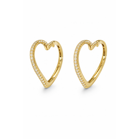 31665 10K YELLOW GOLD .10CTW DIAMOND HEART SHAPE HUGGIES