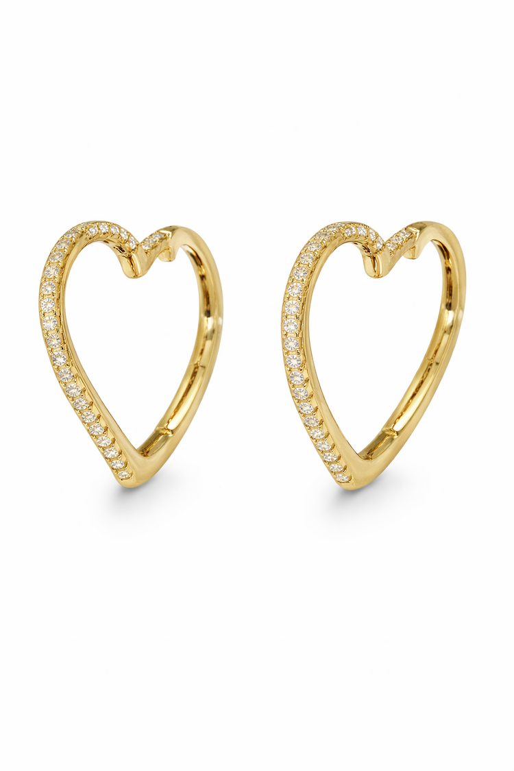 31665 10K YELLOW GOLD .10CTW DIAMOND HEART SHAPE HUGGIES