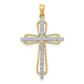 77413 10K 03.CT  TWO TONE FRAMED  DIAMOND CROSS