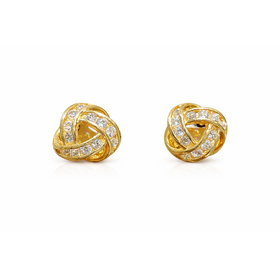 31642 14K YELLOW GOLD CUBIC ZIRCONIA LOVE KNOT 8.9MM PUSH BACK STUDS