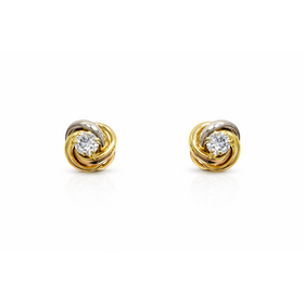 31639 14K TRI COLOR CUBIC ZIRCONIA LOVE KNOT 7MM PUSH BACK STUDS