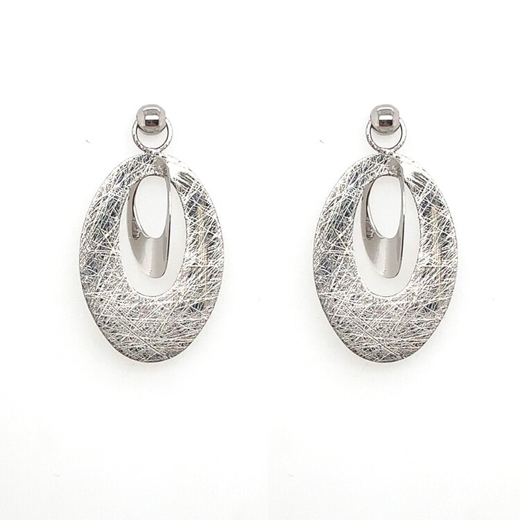 31420 14K WHITE GOLD DROP FLAT DOUBLE OBLONG STUDS