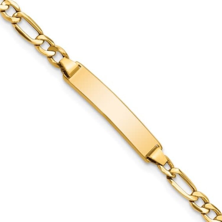 20504 10K YELLOW GOLD SEMI-SOLID ID BABY CURB LINK BRACELET 5.5''