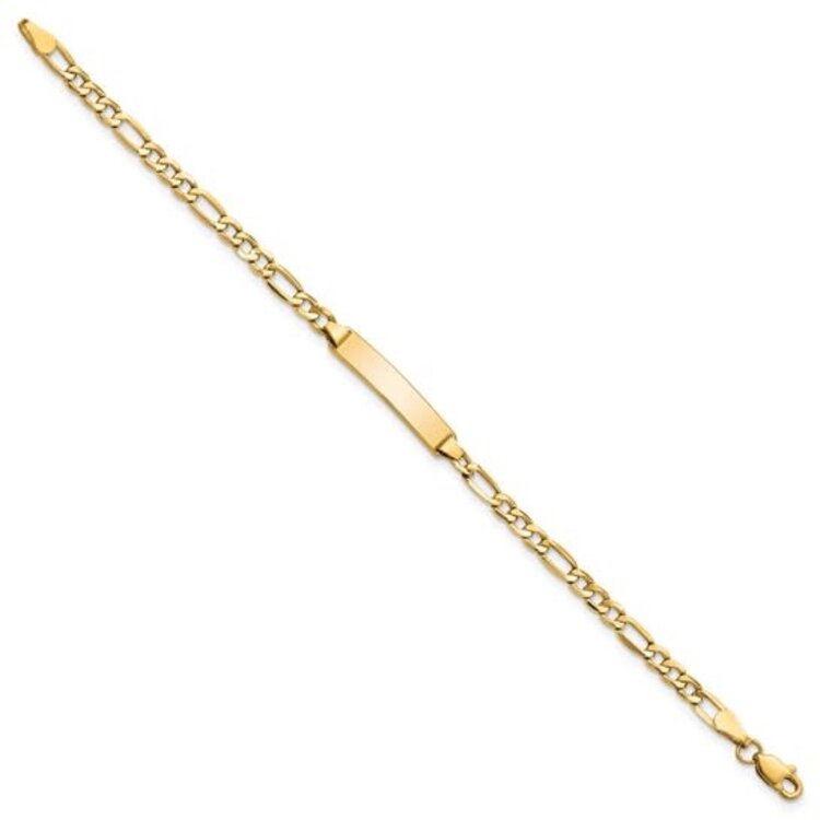 20504 10K YELLOW GOLD SEMI-SOLID ID BABY CURB LINK BRACELET 5.5''