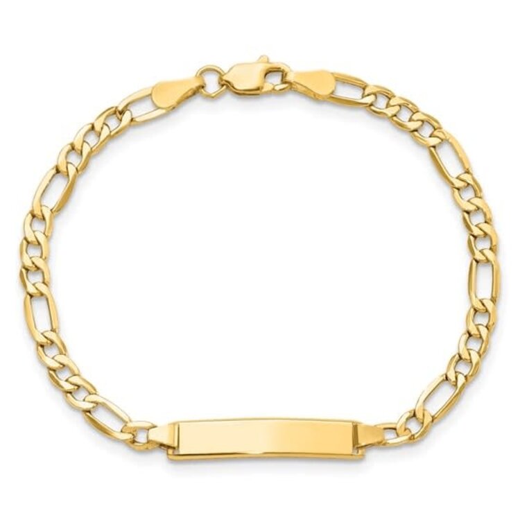 20504 10K YELLOW GOLD HOLLOW ID BABY FIGARO BRACELET 5.5''