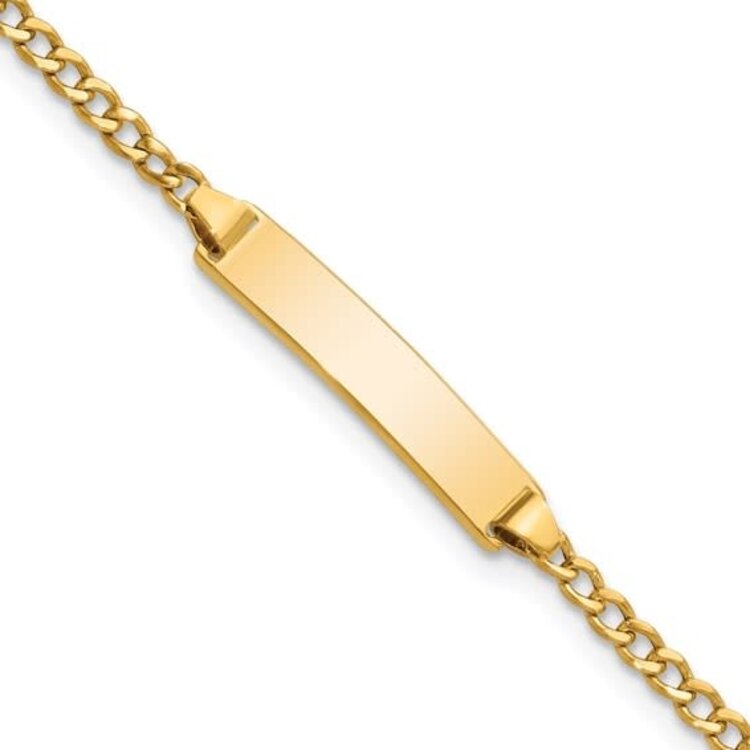 20504 10K YELLOW GOLD SEMI-SOLID ID BABY CURB LINK BRACELET 5.5''
