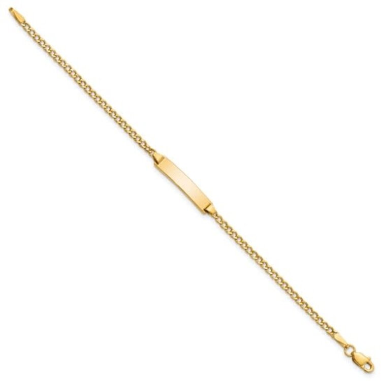 20504 10K YELLOW GOLD SEMI-SOLID ID BABY CURB LINK BRACELET 5.5''