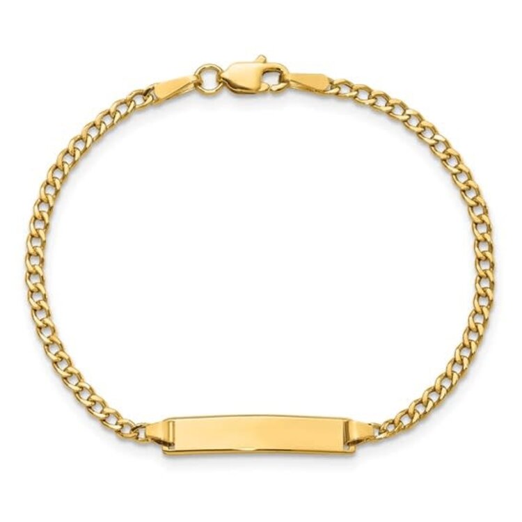 20504 10K YELLOW GOLD SEMI-SOLID ID BABY CURB LINK BRACELET 5.5''