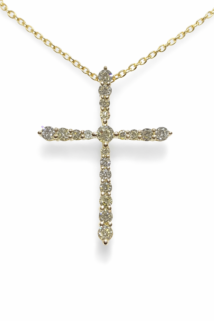 70654 10K YELLOW GOLD .50TCW DIAMOND CROSS PENDANT (SLIDER)