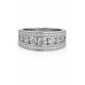 475465 14K WHITE GOLD 1TCW DIAMOND CHANNEL SET CENTER WITH DIAMOND BORDERS LADIES WEDDING BAND