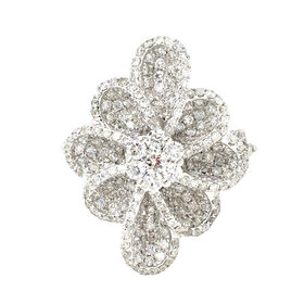 40387 18K WHITE GOLD 1.75CT DIAMOND PAVE FLORAL  SWIRL RING