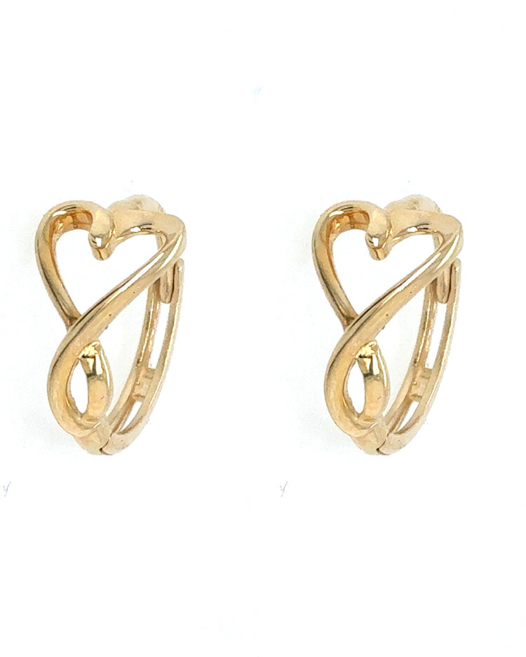 31673 14K YELLOW GOLD OPEN SWIRLED HEART ON HUGGIES
