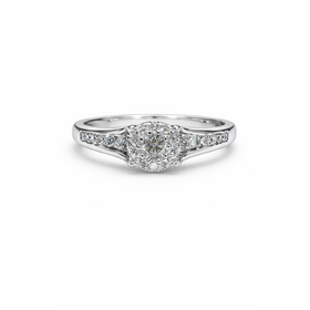 475074 14K WHITE GOLD .50TCW DIAMOND HALO CHANNEL SET SHANK ENGAGEMENT RING
