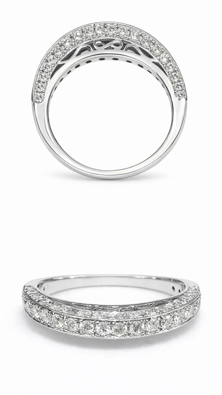 475307 14K WHITE GOLD PAVE TOP AND SIDE 1CT DIAMOND WEDDING BAND