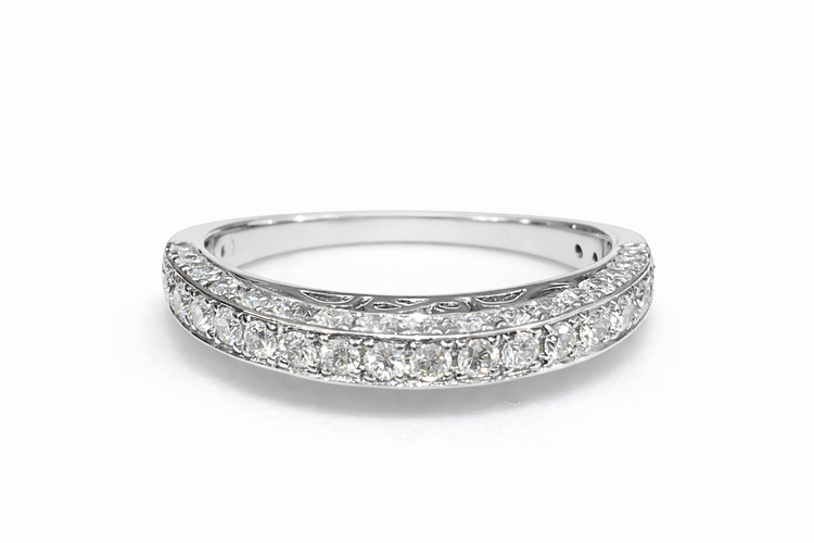 475307 14K WHITE GOLD PAVE TOP AND SIDE 1CT DIAMOND WEDDING BAND