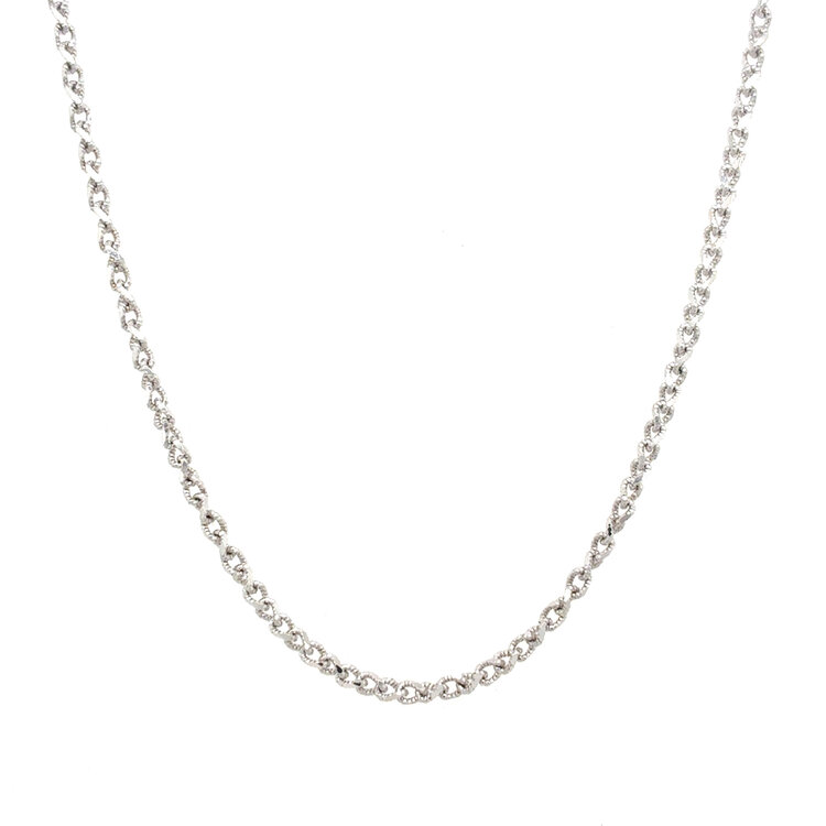 50492 14K 18'' WHITE GOLD TEXTURED TWISTED CABLE CHAIN